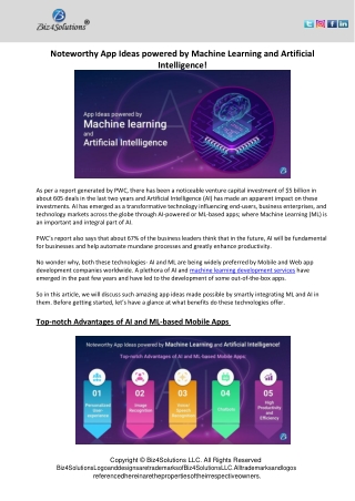 Noteworthy App Ideas powered by Machine Learning and Artificial Intelligence!