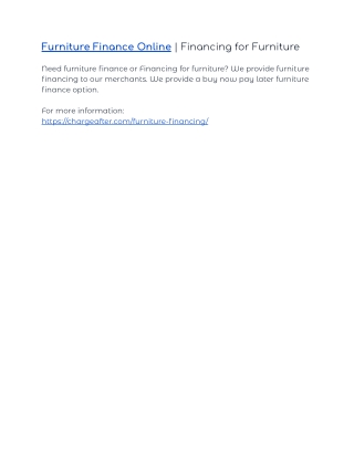 Furniture Finance Online | Financing for Furniture