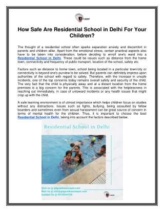How Safe Are Residential School in Delhi For Your Children