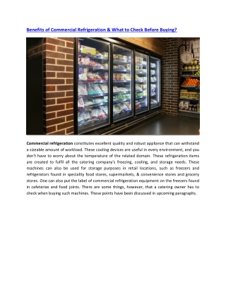 Benefits of Commercial Refrigeration & What to Check Before Buying