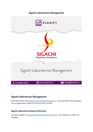 Sigachi Laboratories Promoter Holdings