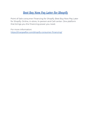 Best Buy Now Pay Later for Shopify