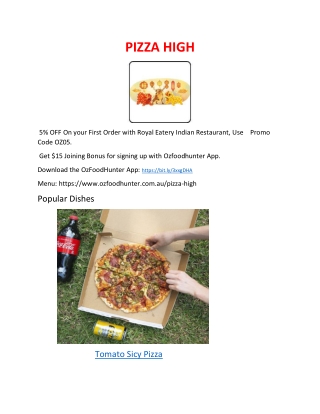 5% Off - Pizza High Restaurant Menu Windsor, VIC