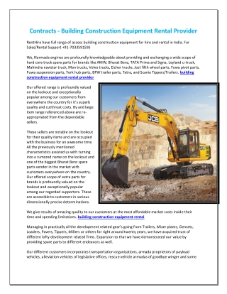 Contracts - Building Construction Equipment Rental Provider