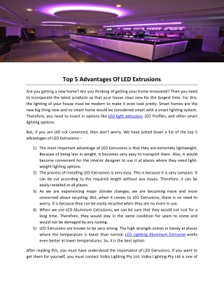 Top 5 Advantages Of LED Extrusions