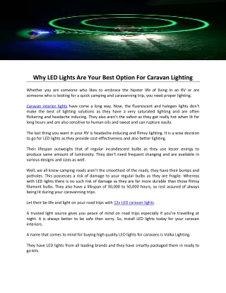 Why LED Lights Are Your Best Option For Caravan Lighting