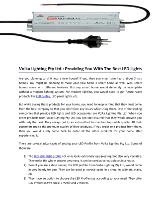 Volka Lighting Pty Ltd- Providing You With The Best LED Lights