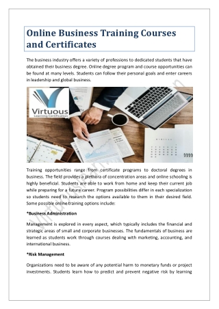 Online Business Training Courses and Certificates