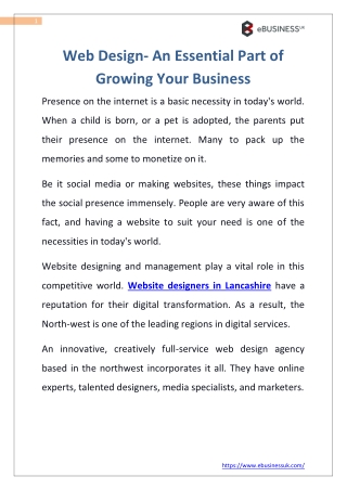 Web Design- An Essential Part of Growing Your Business