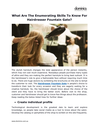 What Are The Enumerating Skills To Know For Hairdresser Fountain Gate?