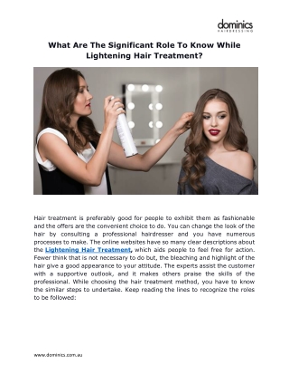 What Are The Significant Role To Know While Lightening Hair Treatment?