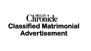 Deccan Chronicle Classified Matrimonial Advertisement
