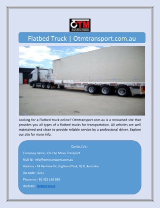 Flatbed Truck | Otmtransport.com.au