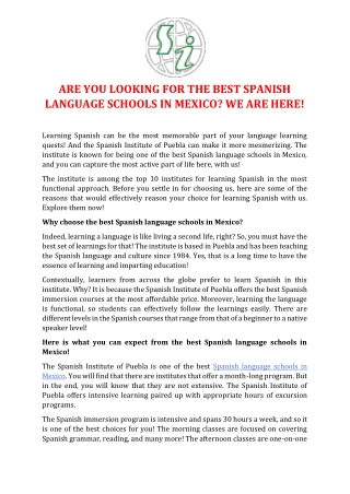 Are You Looking for the Best Spanish Language Schools in Mexico We are Here!