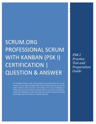 Scrum.org Professional Scrum with Kanban (PSK I) Certification | Question & Answ