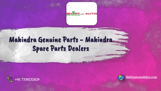 Mahindra Genuine Spare Parts in Bangalore