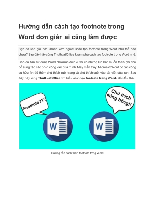 Cách tạo Footnote trong Word