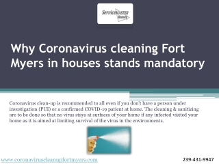 Know The Reason Why Coronavirus cleaning Fort Myers in houses stands mandatory