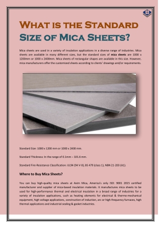 What is the Standard Size of Mica Sheets?