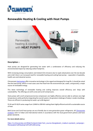 Renewable Heating & Cooling with Heat Pumps