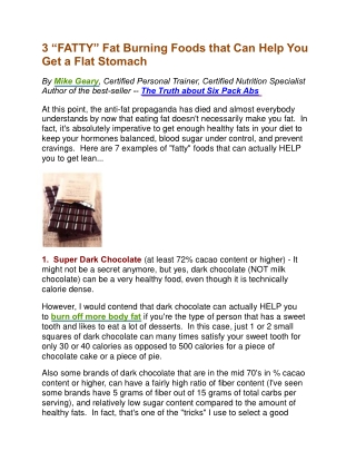 3 "Fatty" Fat Burning Foods for a Flat Stomach