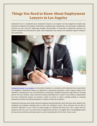 Things You Need to Know About Employment Lawyers in Los Angeles