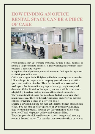 HOW FINDING AN OFFICE RENTAL SPACE CAN BE A PIECE OF CAKE