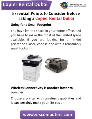 Essential Points to Consider Before Taking a Copier Rental Dubai