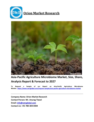 Asia-Pacific Agriculture Microbiome Market Trends, Size, Competitive Analysis an