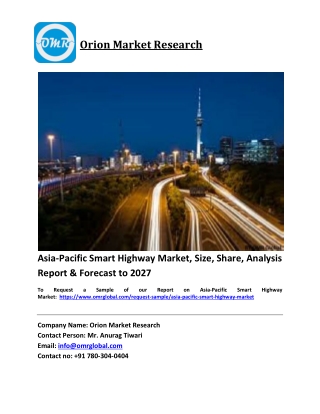 Asia-Pacific Smart Highway Market Trends, Size, Competitive Analysis and Forecas