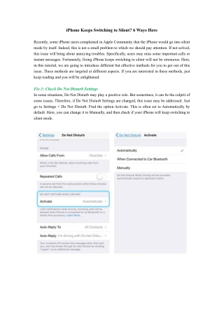 How to Fix iPhone Keeps Switching to Silent