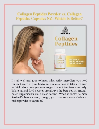Collagen Peptides Powder vs. Collagen Peptides Capsules NZ Which Is Better