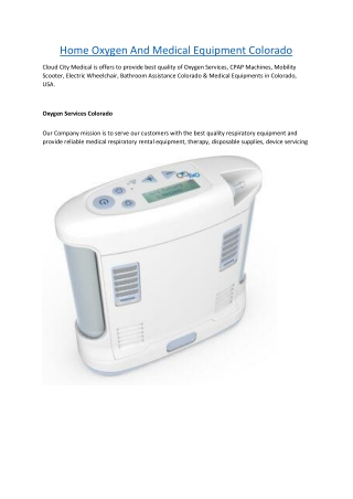 Home Oxygen And Medical Equipment Colorado