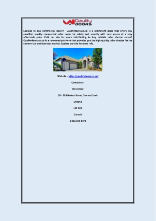 Roller Shutter Repair Qaulitydoors.co.za