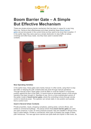 Boom Barrier Gate – A Simple But Effective Mechanism