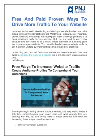 Free And Paid Proven Ways To Drive More Traffic To Your Website