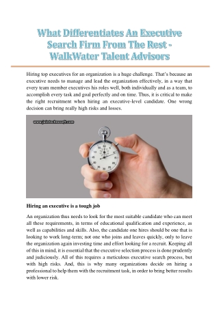 What Differentiates An Executive Search Firm From The Rest - WalkWater Talent Advisors