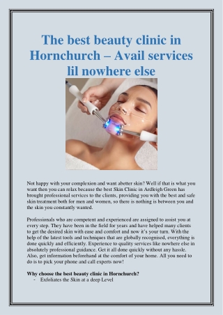 The best beauty clinic in Hornchurch – Avail services lil nowhere else