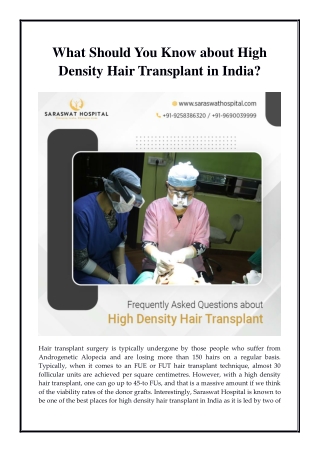 What Should You Know about High Density Hair Transplant in India?