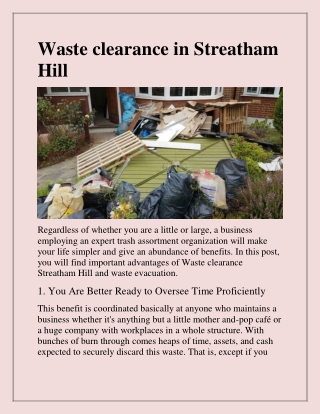 Find the best Waste Clearance in Streatham Hill