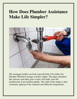 How Does Plumber Assistance Make Life Simpler