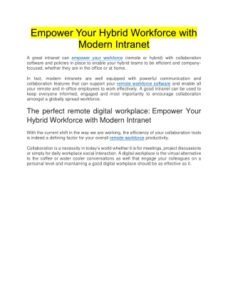 Empower Your Hybrid Workforce