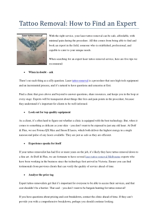 Tattoo Removal: How to Find An Expert | Doff & Flux