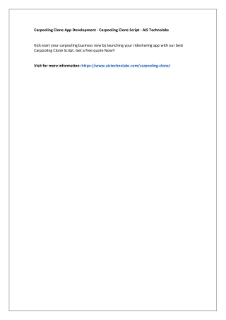 Carpooling Clone App Development - Carpooling Clone Script - AIS Technolabs