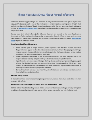 Things You Must Know About Fungal Infections