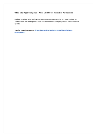 White Label App Development - White Label Mobile Application Development