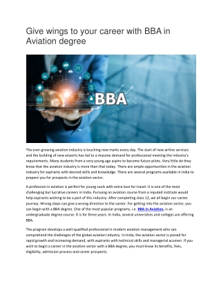 Give wings to your career with BBA in Aviation degree