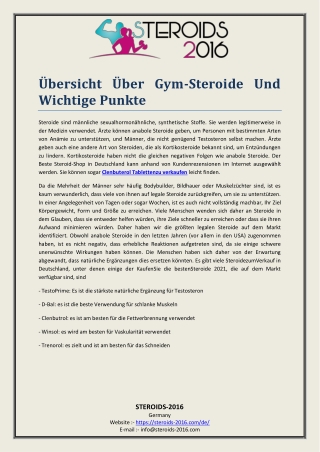 Übersicht Über Gym-Steroide Und Wichtige Punkte (2)