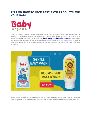 TIPS ON HOW TO PICK BEST BATH PRODUCTS FOR YOUR BABY