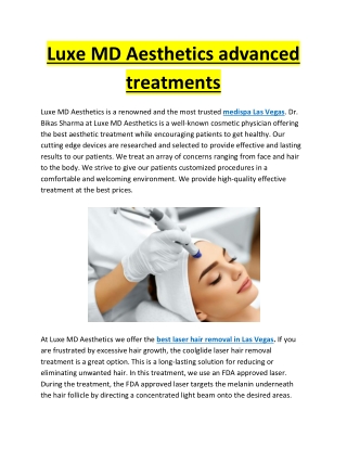 Luxe MD Aesthetics advanced treatments